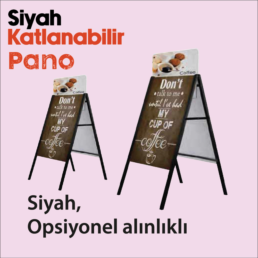 Katlanabilir Siyah Çift Taraflı A Pano | Eco A Board Taşınabilir Reklam Panosu